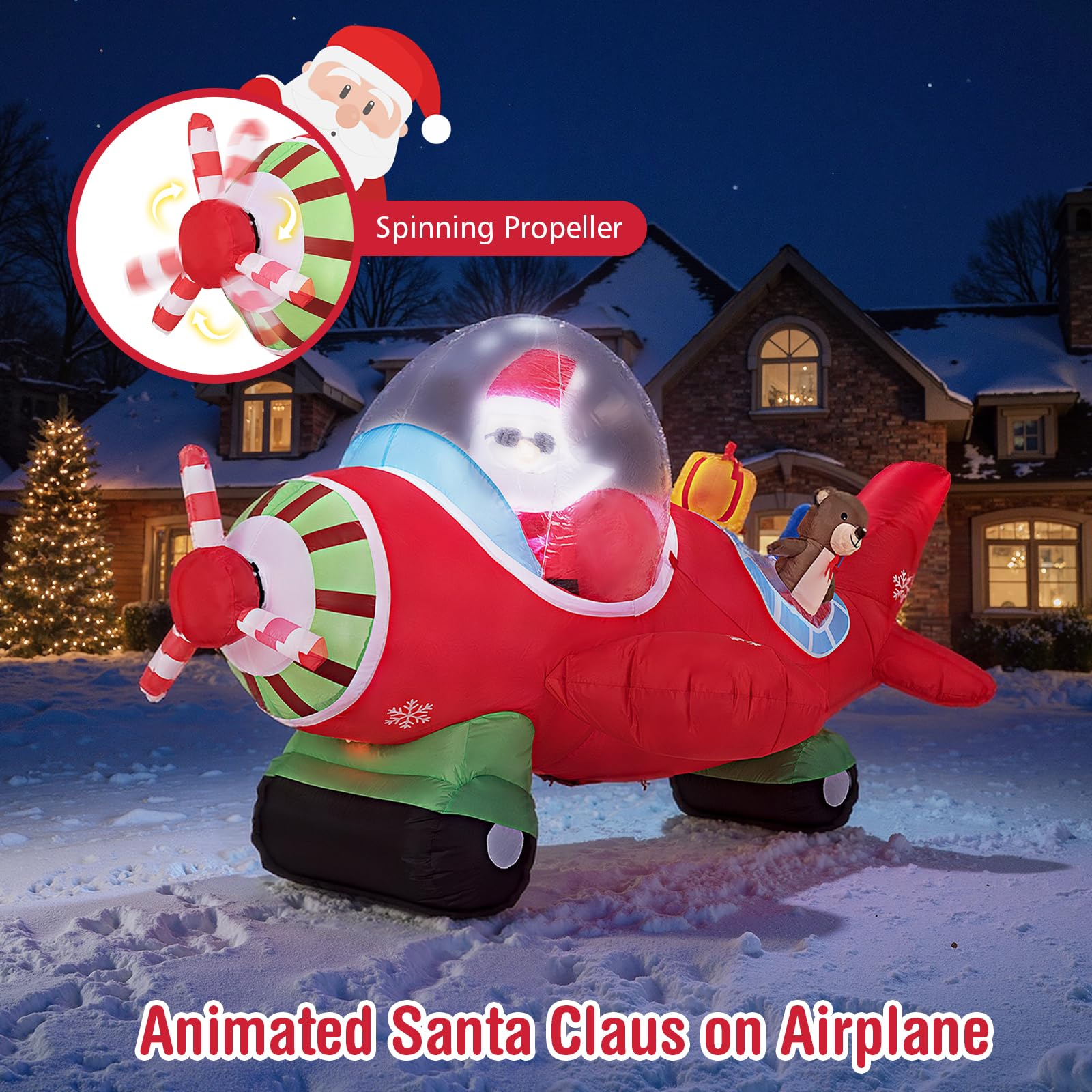 Amazon.com: Goplus 7.2 Ft Animated Inflatable Santa on Plane
